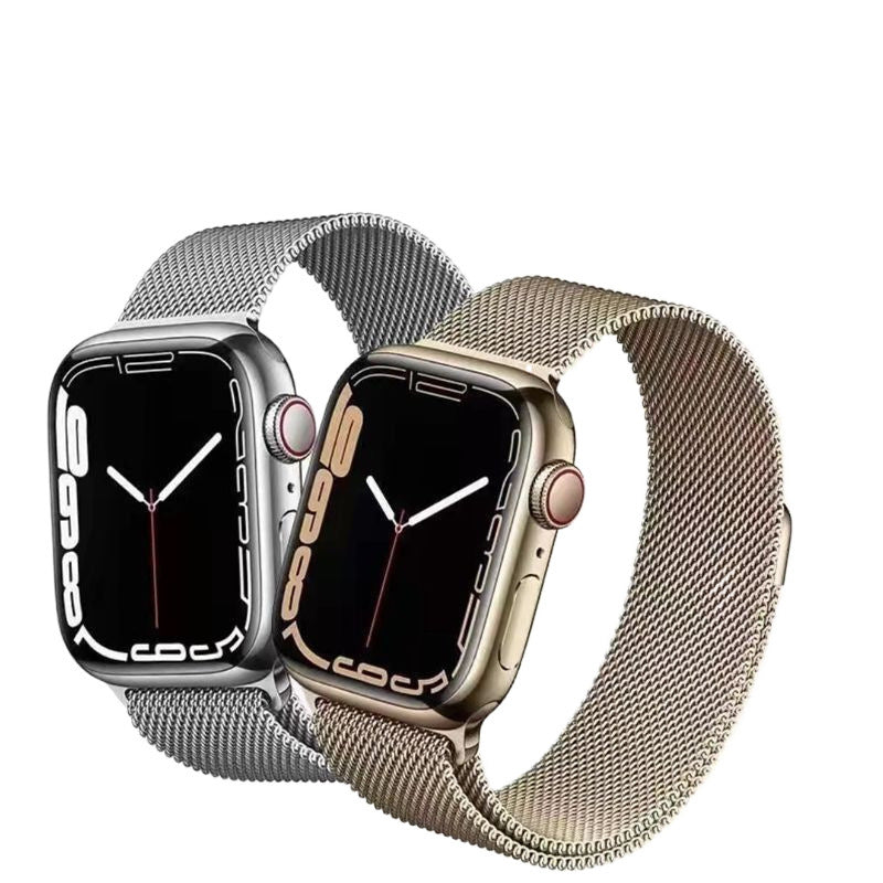 Stainless Steel Mesh Apple Watch Bands for 38mm-40mm-41mm-42mm-44mm-45mm-46mm-49mm installed in 2 Apple watches