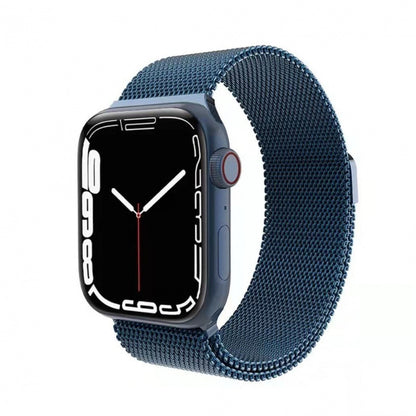 Stainless Steel Mesh Magnetic Apple Watch Band in Blue Color