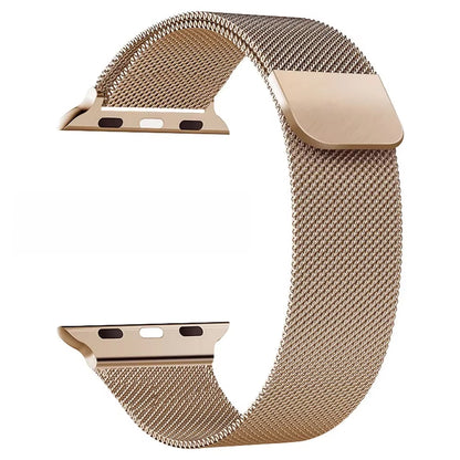 Stainless Steel Mesh Magnetic Apple Watch Band in Brass Color