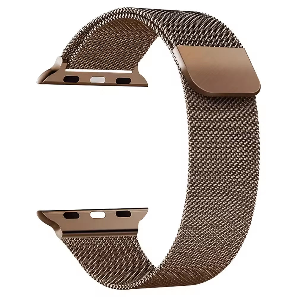 Stainless Steel Mesh Magnetic Apple Watch Band in Brown Color