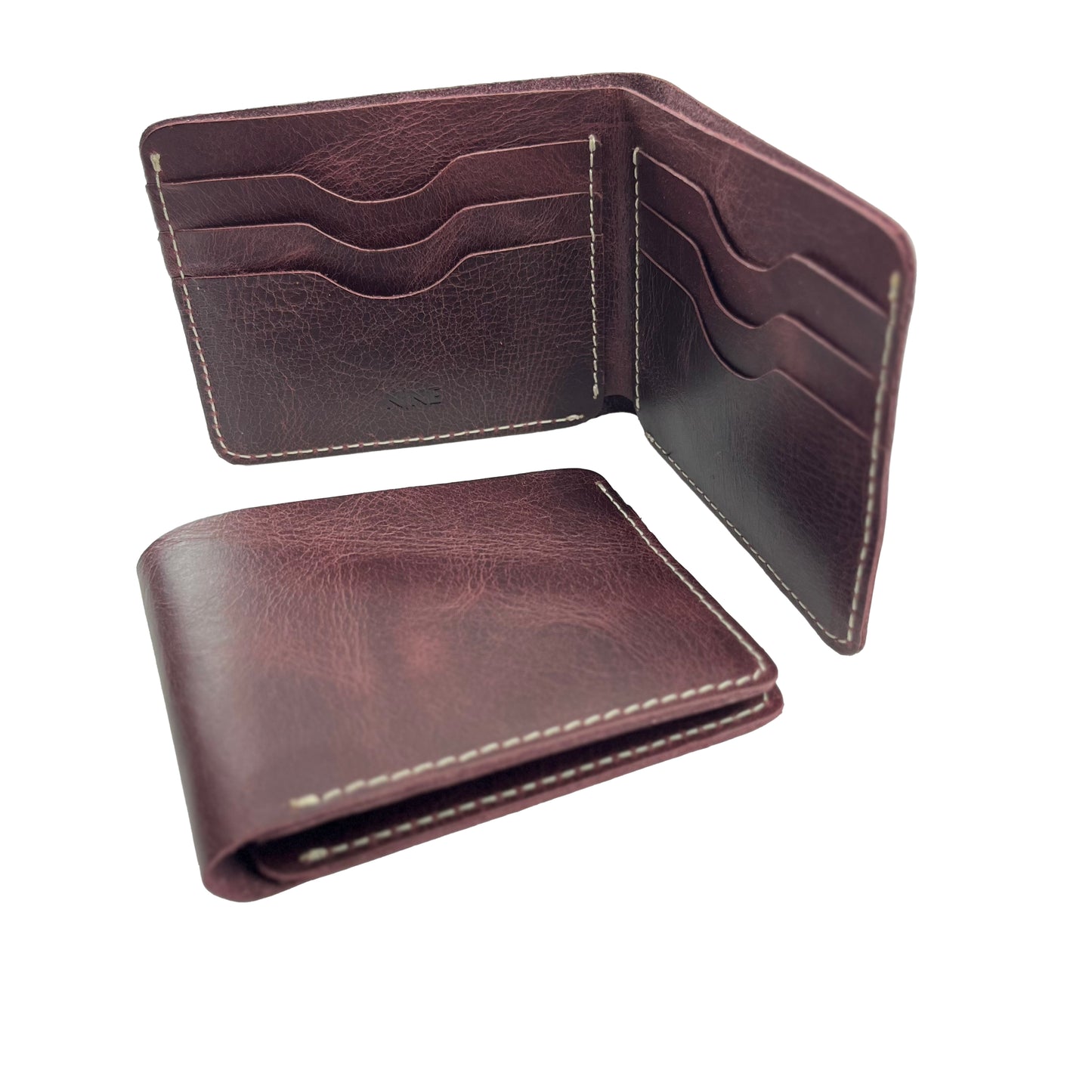 Handmade crazy horse cowhide leather | Burrgundy Bifold Wallet by Nine Leather & Watch