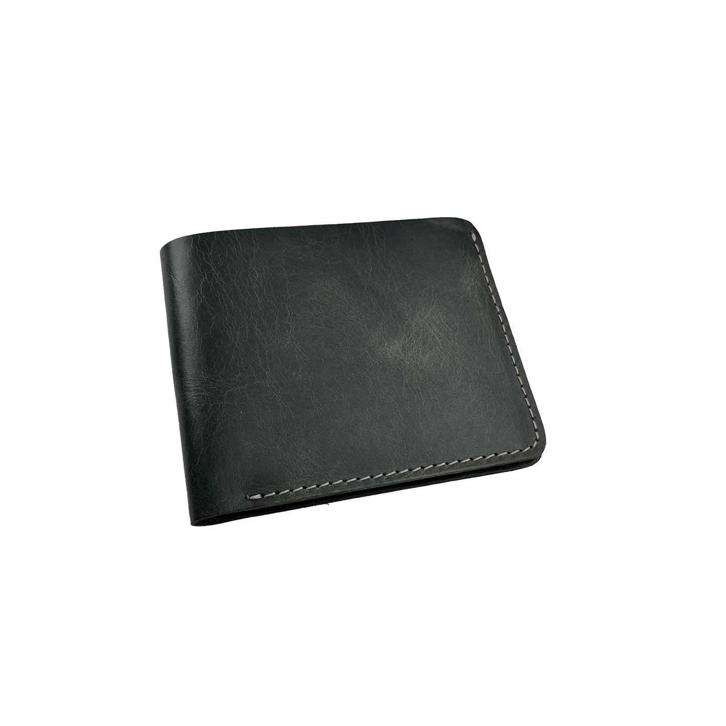 Handmade crazy horse cowhide leather | Green Bifold Wallet by Nine Leather & Watch