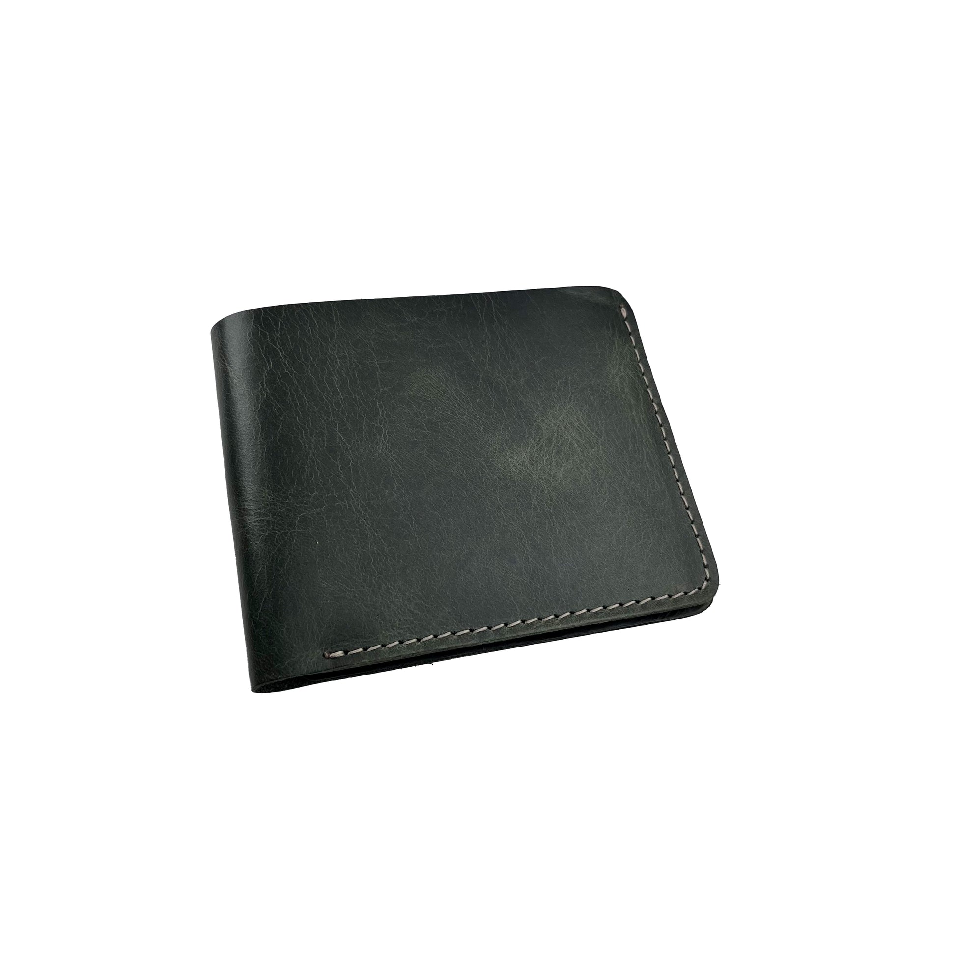 Handmade crazy horse cowhide leather | Green Bifold Wallet by Nine Leather & Watch