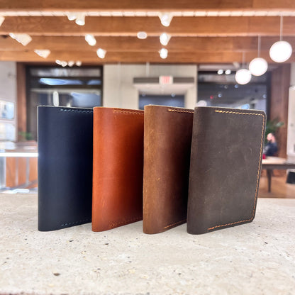 NINE Leather ID Card Wallets Lined Up in 4 colors