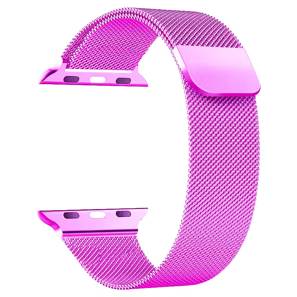 Stainless Steel Mesh Magnetic Apple Watch Band in Purple Color