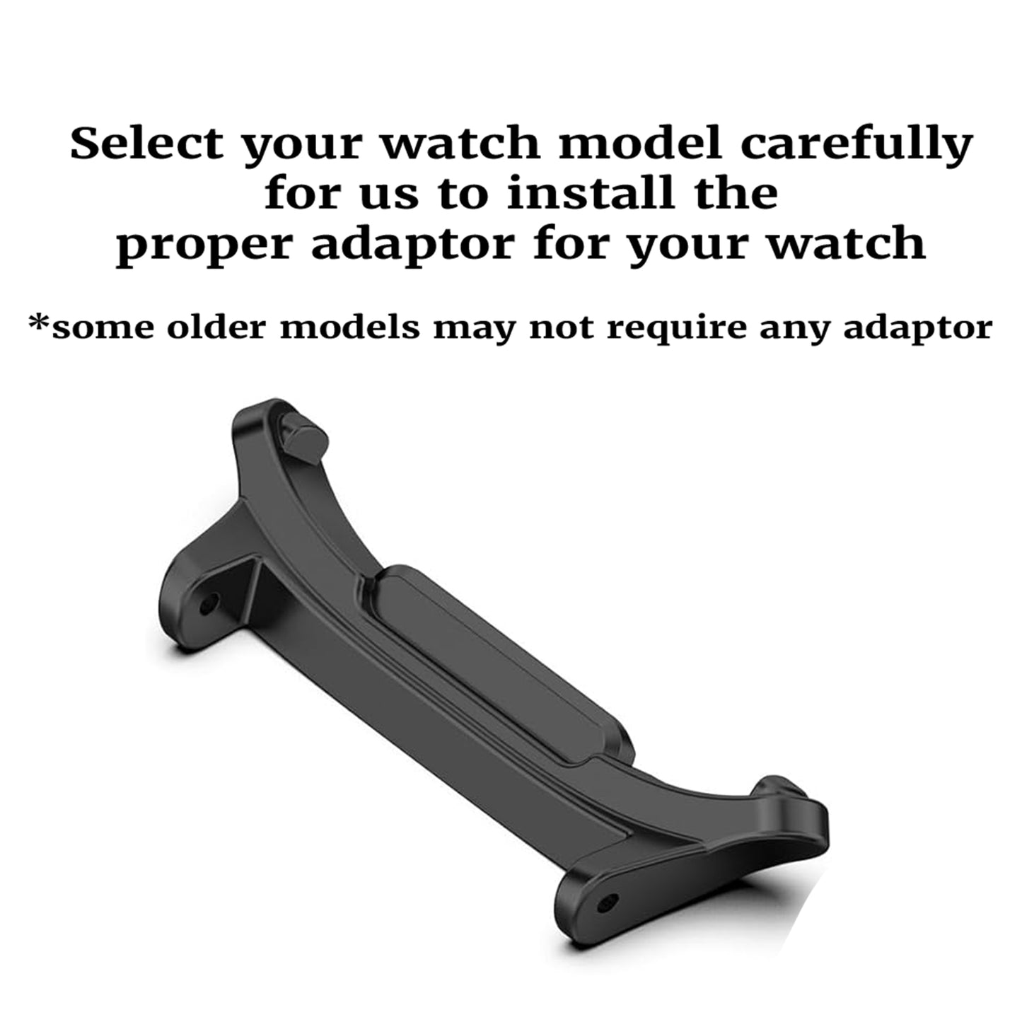 Informational guide for Samsung Galaxy Watch users explaining how to select the correct leather strap adapter for a perfect, secure fit on all Galaxy Watch models.