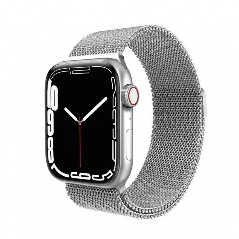 Stainless Steel Mesh Magnetic Apple Watch Band in Silver Color