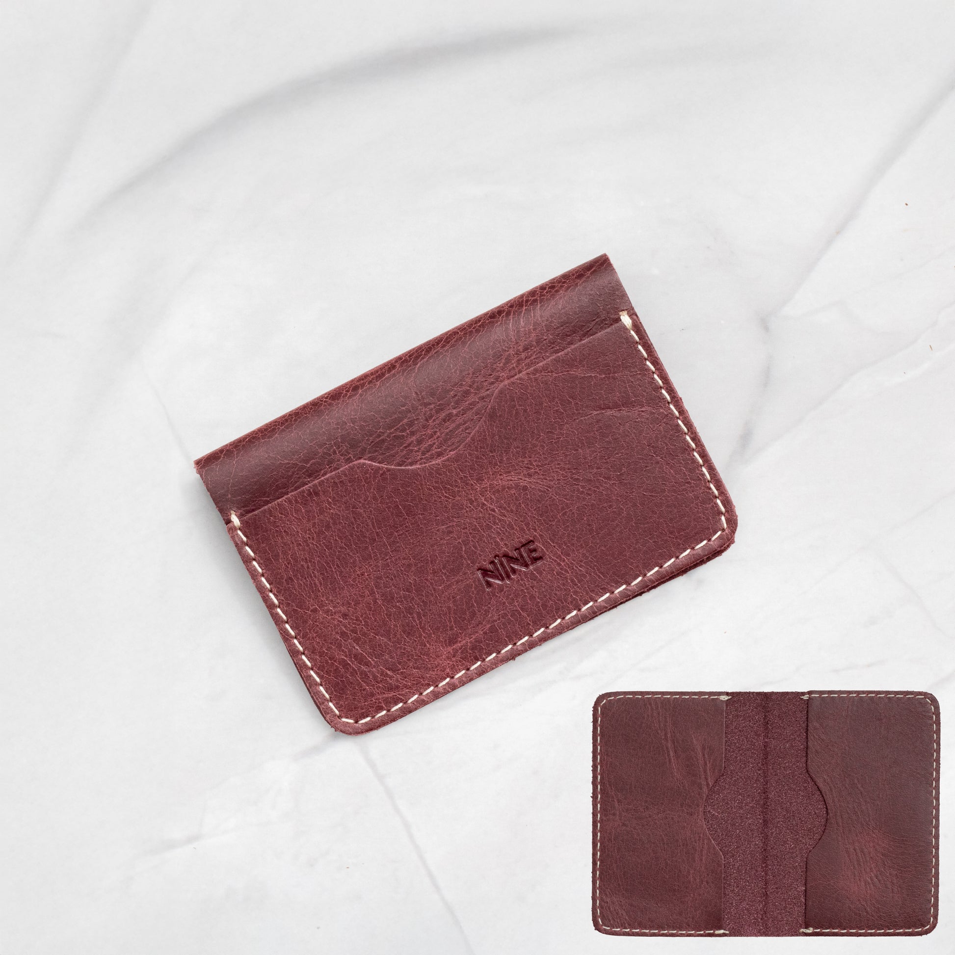 Full-Grain Leather Minimalist Bifold Card Wallet, designed for a slim front-pocket carry.