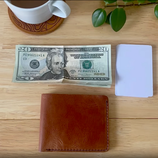 Nine Leather Co. Crazy Horse Leather Bifold Wallet - Handmade in USA